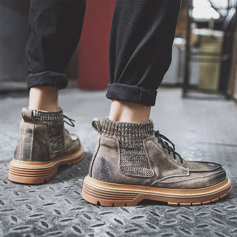 Men's High-Top Leather Martin Military Boots Frugal Finds Galore