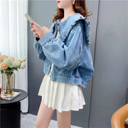 Women's Jean Jacket with Doll Collar Frugal Finds Galore