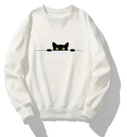 Cat Print Round Neck Sweater Frugal Finds Galore