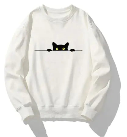 Cat Print Round Neck Sweater Frugal Finds Galore