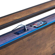 King Size Metal Platform Bed Frame With Wooden Headboard And Footboard With USB LINER Frugal Finds Galore