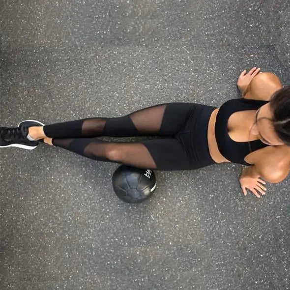 Black Mesh Splice Push Up Leggings