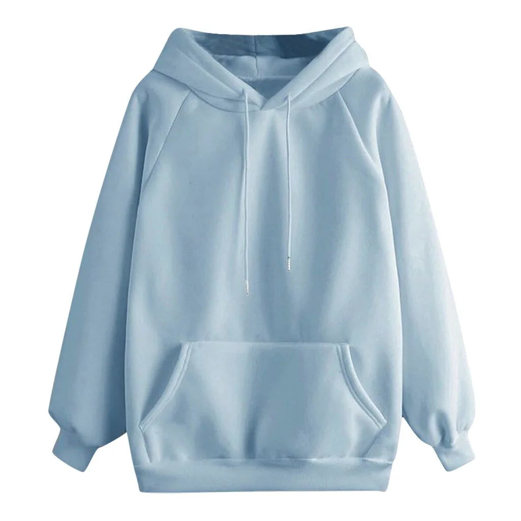 Sudadera con capucha lisa informal para mujer con bolsillos