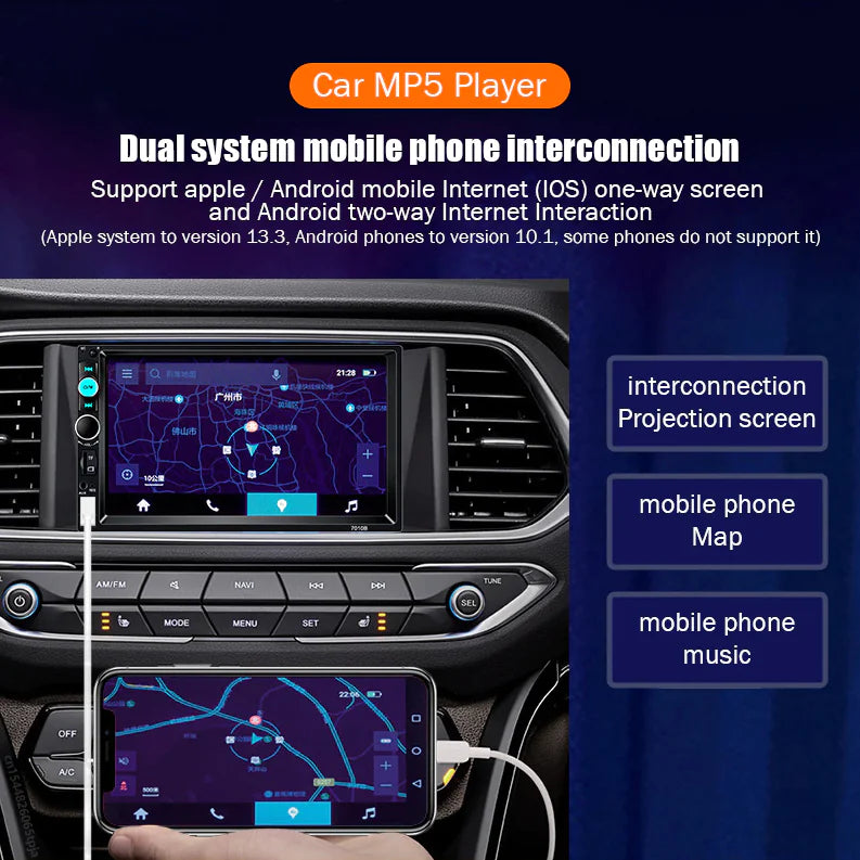 7" Double Car MP5 Player Bluetooth Touch Screen