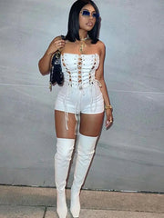 Women's Solid Color Tube-Top Sleeveless Slim-Fit Romper Frugal Finds Galore