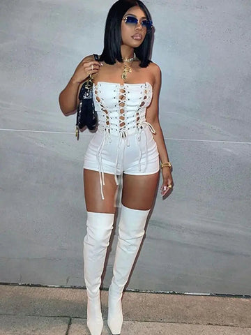 Women's Solid Color Tube-Top Sleeveless Slim-Fit Romper Frugal Finds Galore