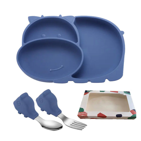 Silicone Baby Feeding Plate with Suction and Utensils Set Frugal Finds Galore