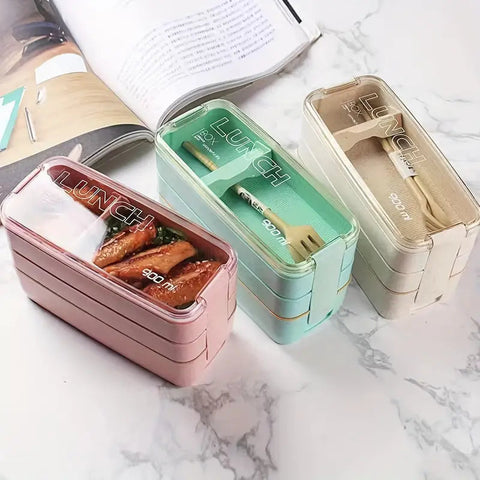 3-in-1 Bento Box Set with Utensils and Dividers Frugal Finds Galore