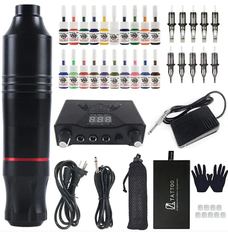 Inkvibe Spectrum Pro Kit - 20 Color Motor Pen Tattoo Machine Set Frugal Finds Galore