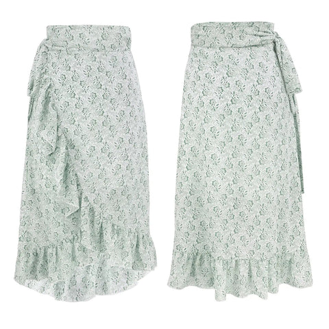 High Waist Black Floral Ruffle Chiffon A-Line Skirt Frugal Finds Galore