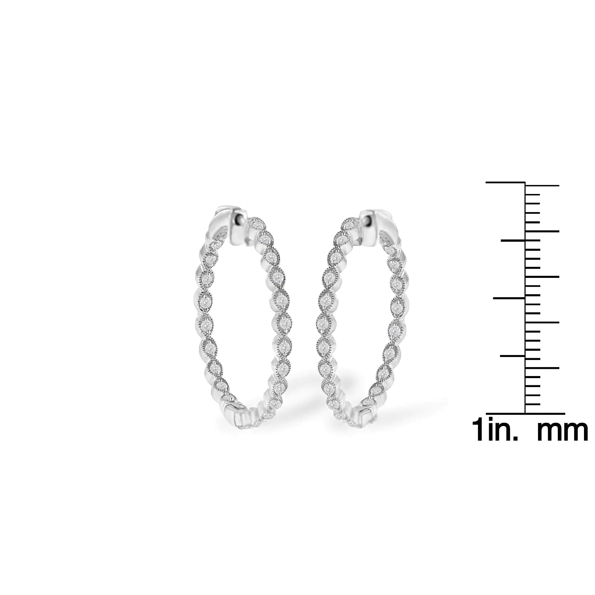 Sterling-Silver Diamond Hoop Earring