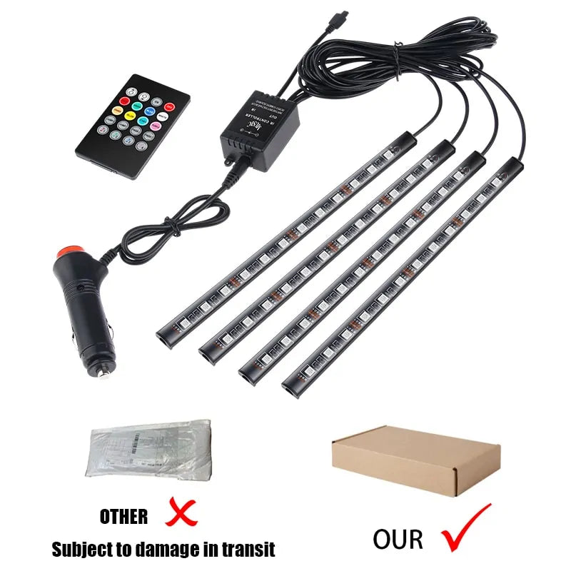 LED Car Foot Light Ambient Lamp with Wireless Remote