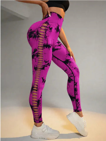 Tie-Dye High-Waist Mesh Yoga Leggings Frugal Finds Galore