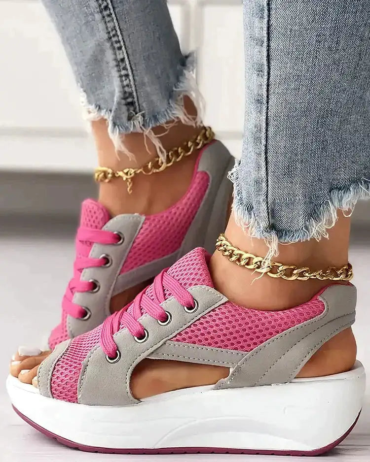 Women's Open Toe Sneakers with Cut Out Design