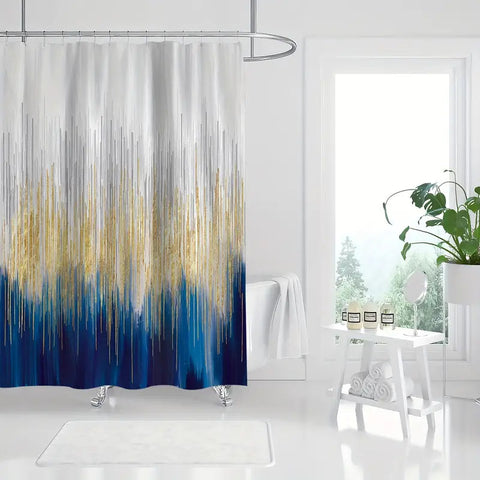 Navy Blue Oil Painting Shower Curtain for Your Bathroom Frugal Finds Galore