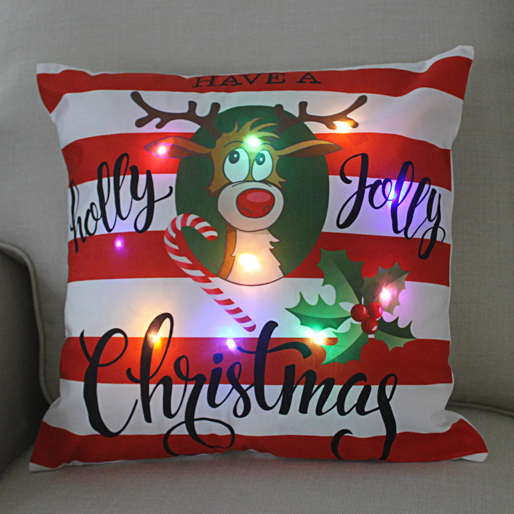 Super Soft Plush Christmas LED Lantern Pillowcase