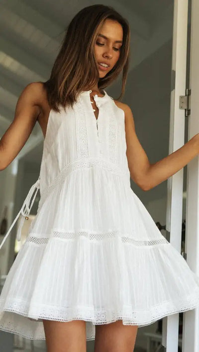 Lace-Panel Stand-Collar Button-Up Dress Frugal Finds Galore