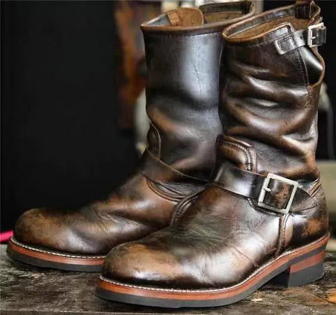 Men's Casual Fashion Mid-Tube Flat-Bottomed Wedge Boots Frugal Finds Galore