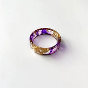 Colorful Handmade Resin Ring with Dried Flowers and Gold Foil Frugal Finds Galore