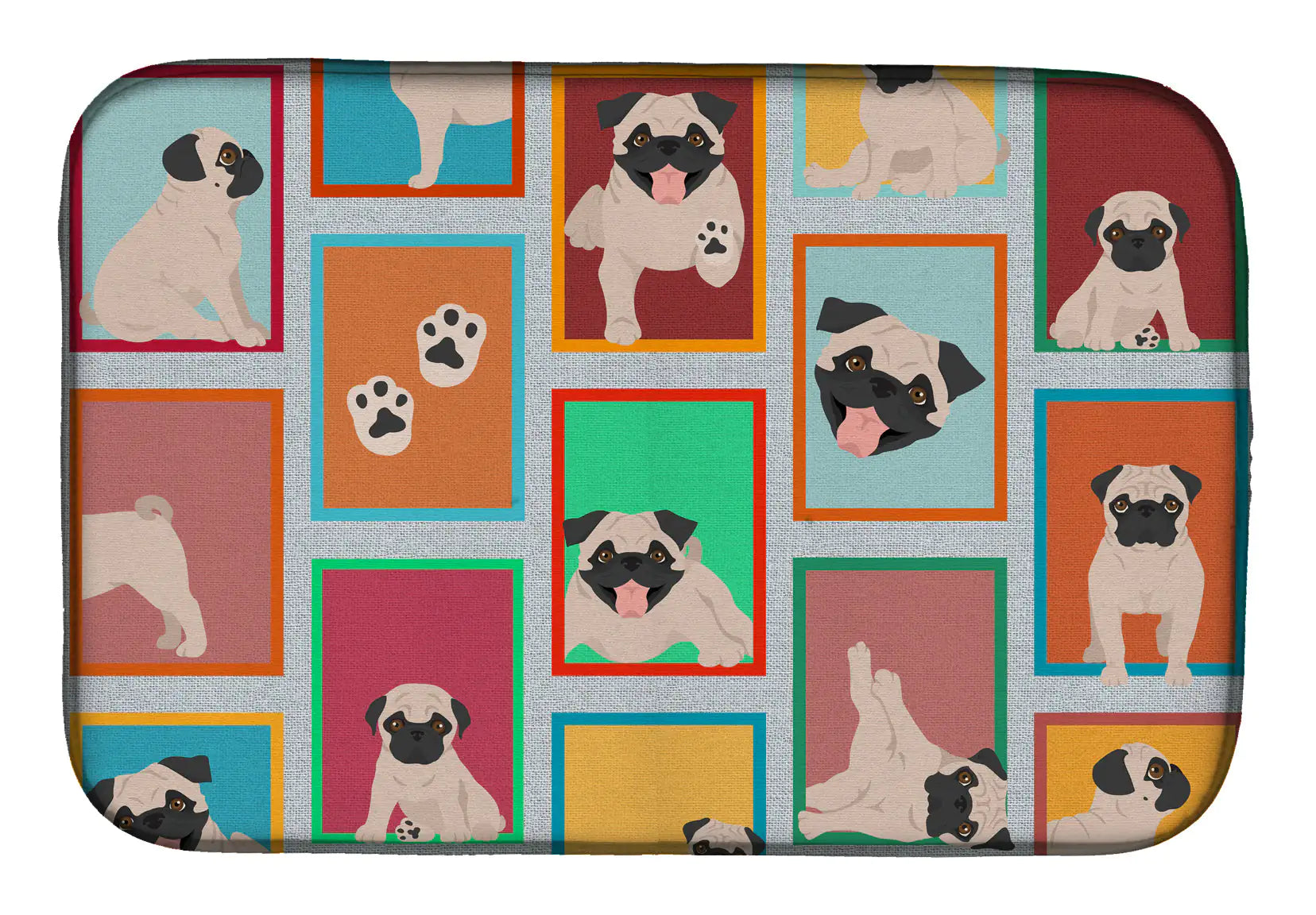 Lots of Fawn Pug Dish Drying Mat