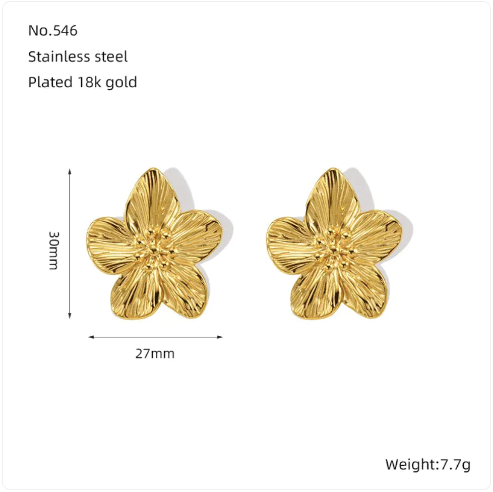 Gold Petal Stud Earring