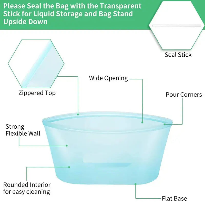 Bolsa de silicona reutilizable para almacenar alimentos