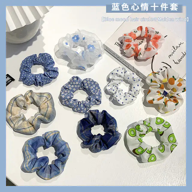 Velvet Solid Color Hair Scrunchies Set