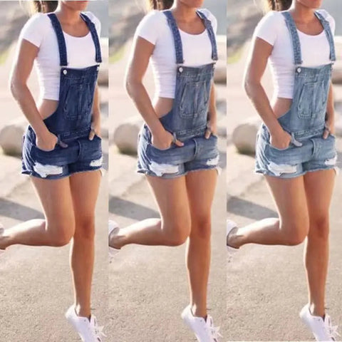 Blue Mid-Waist Denim Overalls Shorts Frugal Finds Galore