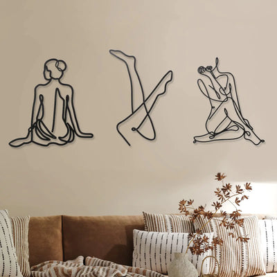 3 Pcs Metal Wall Art Decor Minimalist Abstract Woman Frugal Finds Galore
