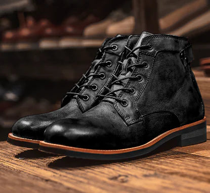Men's Retro Lace-up Leather Ankle Motorcycle Boots Frugal Finds Galore
