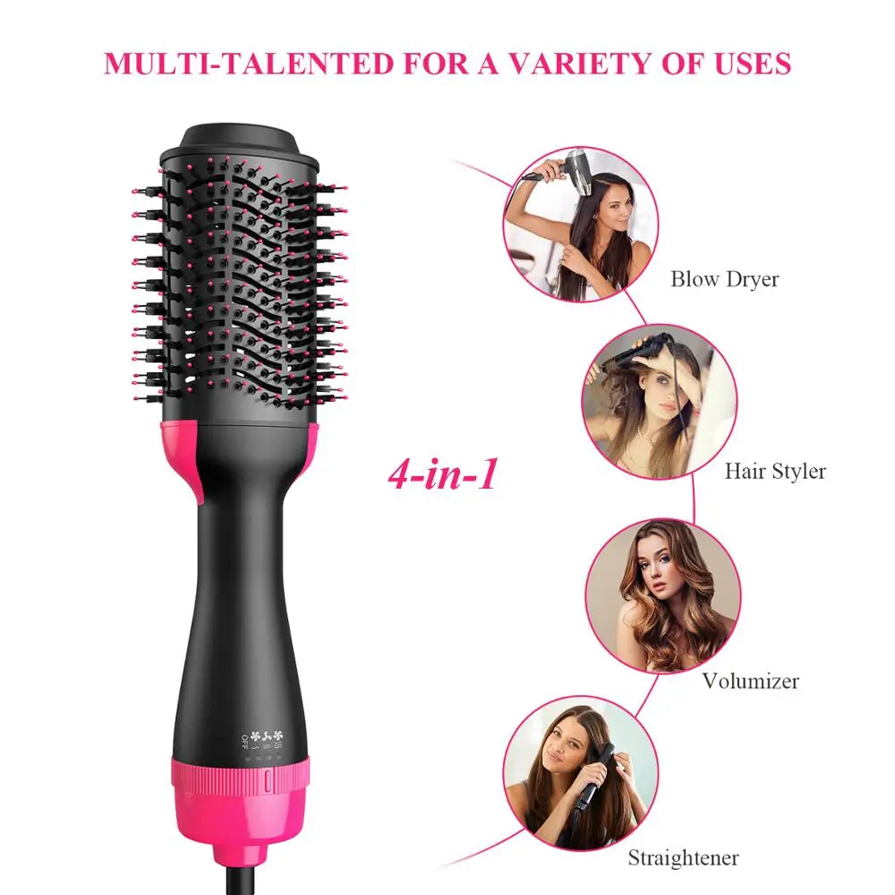 2-in-1 Electric Hair Dryer Straightener Curler Volumizing  Comb