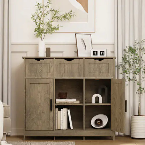 Storage Cabinets, Wooden Floor Cabinet, with Drawers And Shelves Frugal Finds Galore
