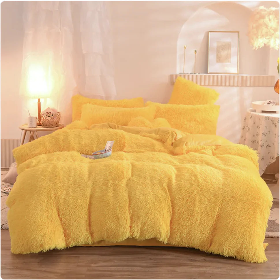 Luxury Plush Fleece Bedding Set - Queen & King Sizes, Warm Quilt Cover & Pillowcases