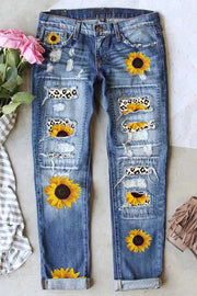 Ripped Printed Jeans, Sunflower Frugal Finds Galore