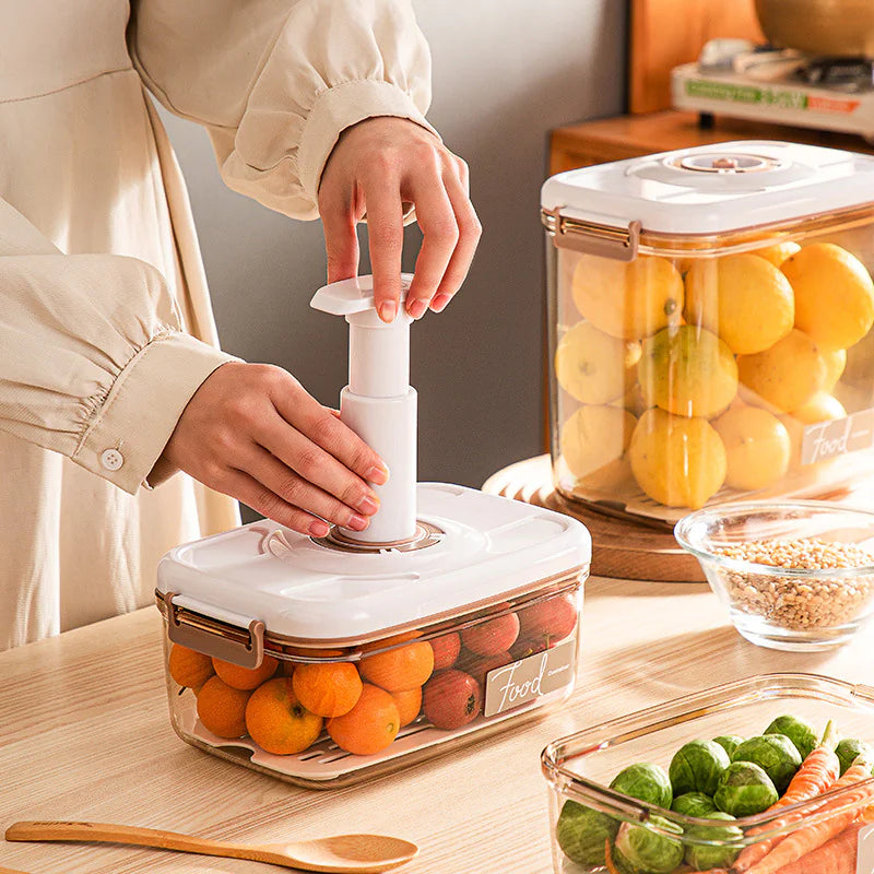 Caja de almacenamiento al vacío para alimentos, recipiente transparente