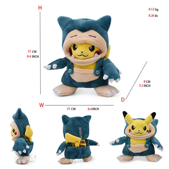 24 Pcs Pokemon Pikachu Cosplay Toys Charizard Snorlax Garchomp Tyranitar Hydreigon Anime Stuffed Plush Cartoon Peluche Dolls