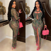 Women's Long Sleeve Dress with Mesh Floral Print Frugal Finds Galore
