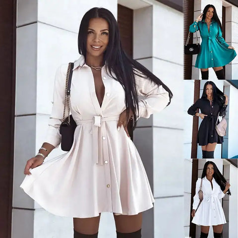 Lapel Button Lace Up Dress for Beauty Frugal Finds Galore