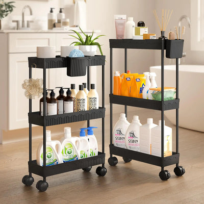 2-Pack Slim Storage Rolling Cart with Wheels 3 Tier Utility Carts Frugal Finds Galore