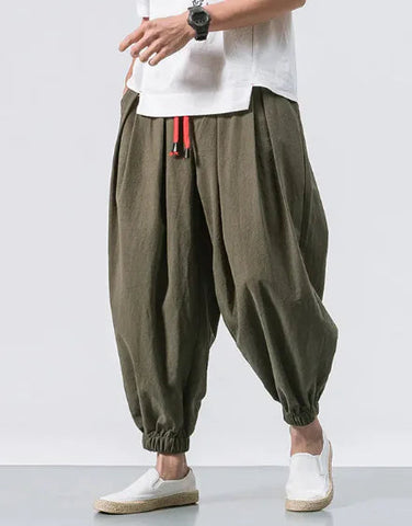 Men's Loose Cotton Linen Wide-Leg Pants Frugal Finds Galore
