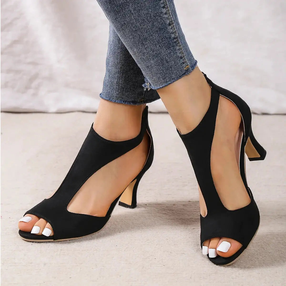 Brushed Leather Open Toe Sandals Women's