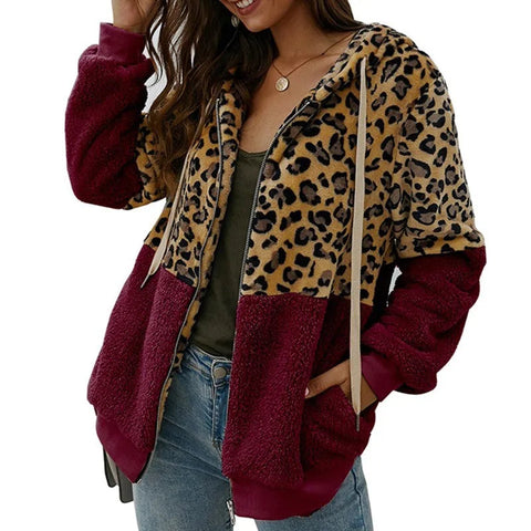 Soft Leopard PrintFur Hoodie Coat Frugal Finds Galore