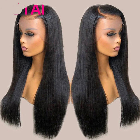 Real Human Hair Lace Wig Set Straight Hair Black Medium Length Frugal Finds Galore