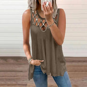 Women's Summer Loose Sleeveless Cut-out Diamond Vest Frugal Finds Galore