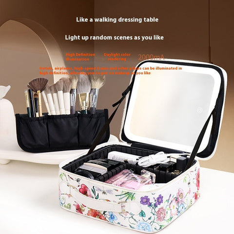 Portable Cosmetics Storage Box With Light And Mirror Frugal Finds Galore