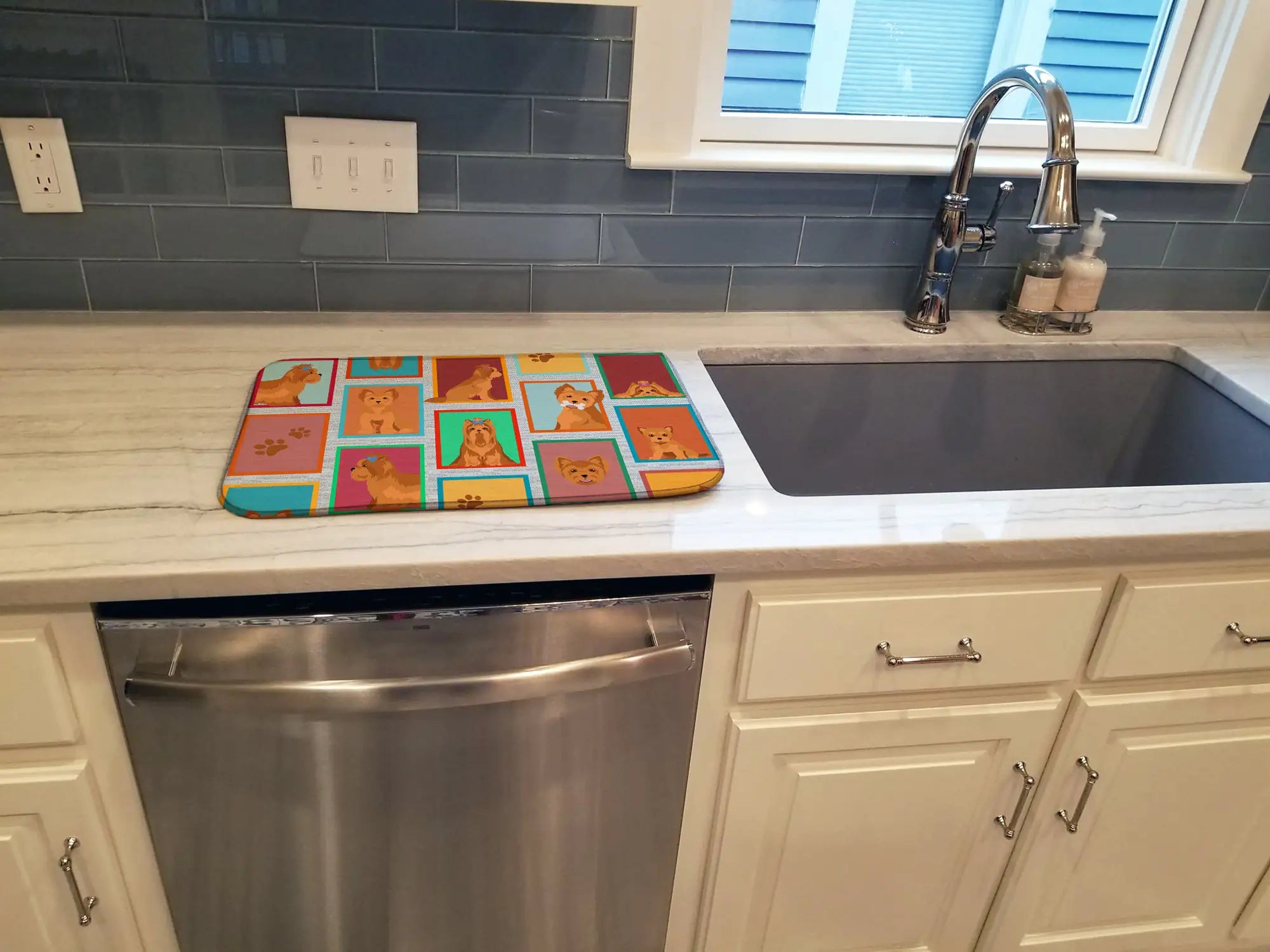 Lots of Red Yorkie Dish Drying Mat