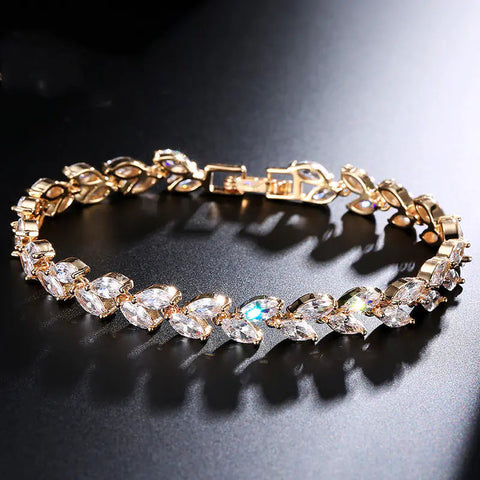 Minimalist Willow Leaf Bracelet with AAA Zircon Stones Frugal Finds Galore