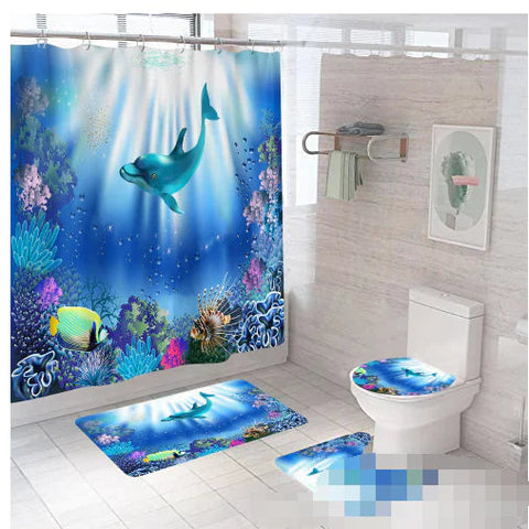 3D Ocean Underwater Shower Curtain & Bath Mat Set Frugal Finds Galore