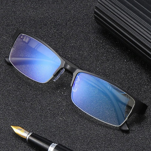 Unisex Anti Blue Rays Computer Glasses: Alloy Half Frame Blue Light Coating Eyewear Frugal Finds Galore