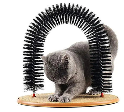Cat Toy Arch with Grooming Brush and Scratching Pad Frugal Finds Galore